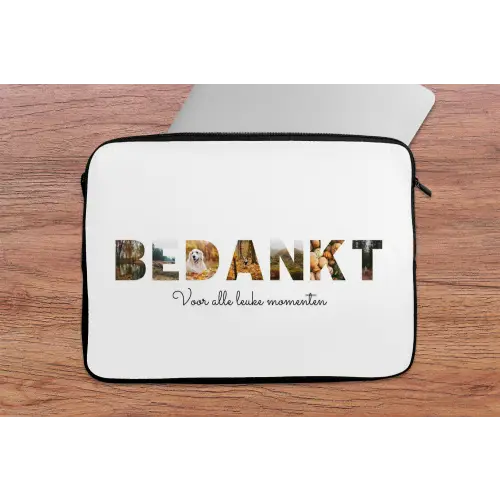 Bedankt - Lettercollage laptophoes neopreen klein -tafel