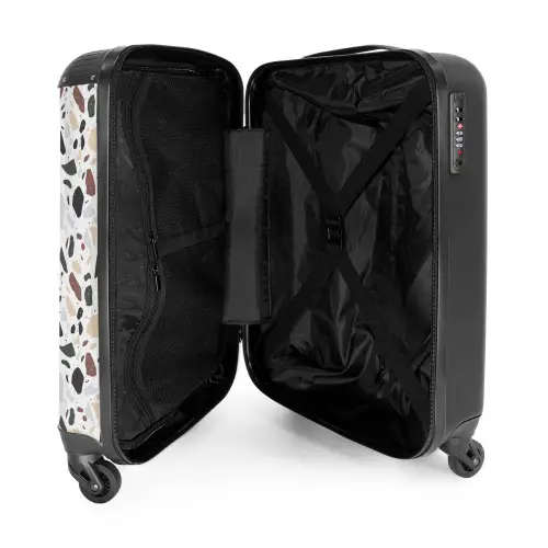 Terrazzo natuurlijk kleurpatroon NBS - Handbagage koffer - Volwassenen Unisex middel -binnenkant