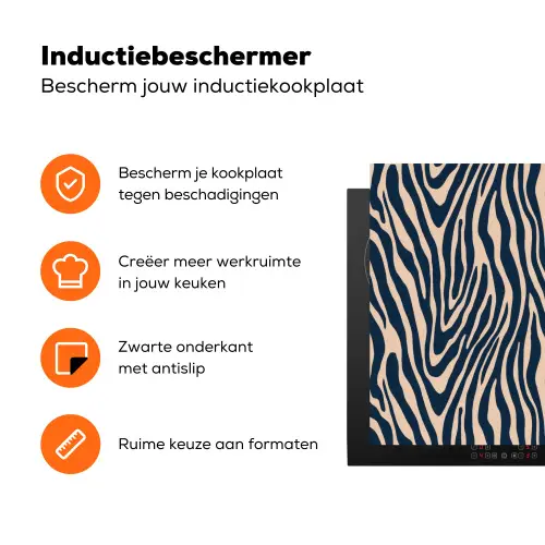 Zebra - Patroon - Blauw - Beige Inductie beschermer vinyl 3mm klein 276 -zzzzzzz-td-ups
