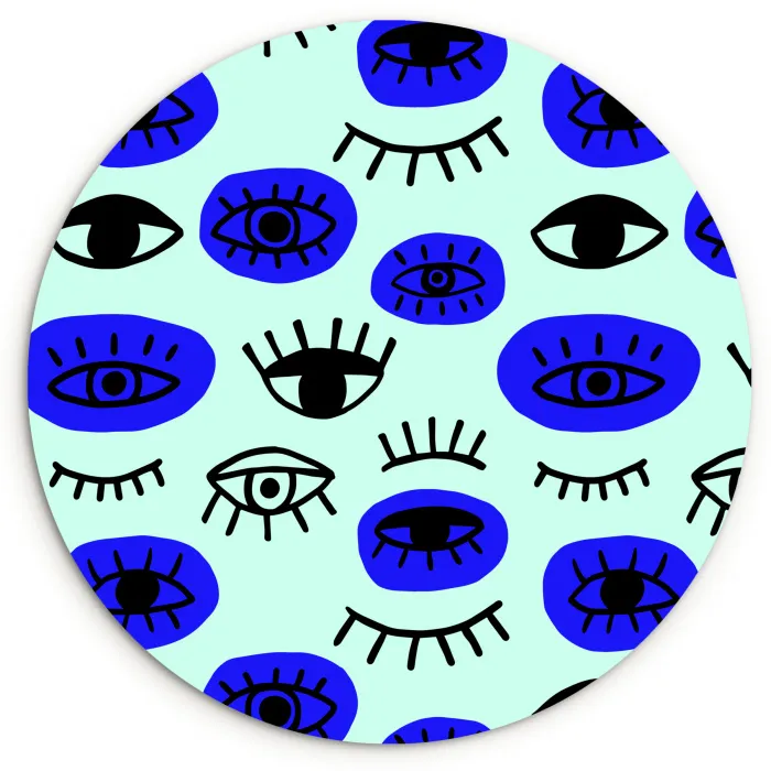 Patroon - Oog - Mint - Blauw Wandcirkel plexiglas klein 852 -3d