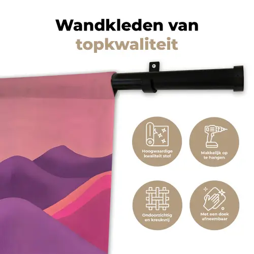 Zon - Heuvels - Paars - Abstract Wandkleed katoen klein -sfeer2