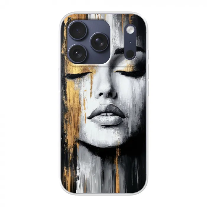 Gezicht - Vrouw - Penseelstreken - Abstract Telefoonhoesje iPhone 17 Pro klein -3d