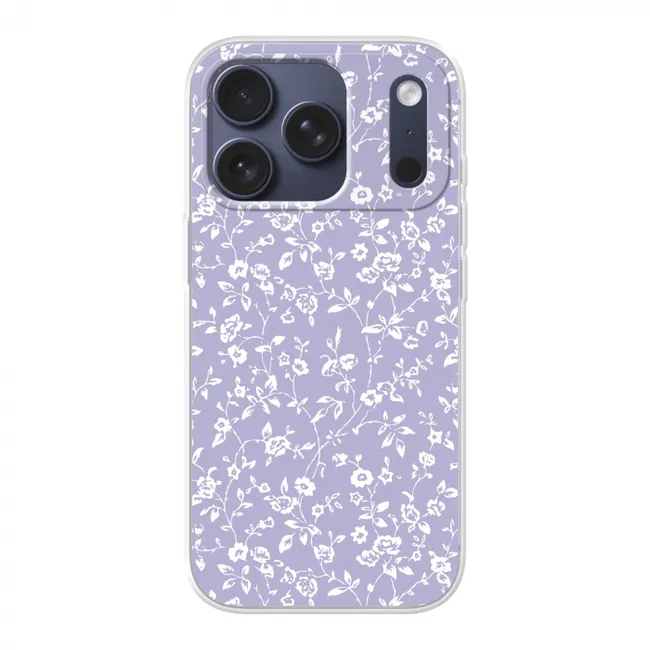 Telefoonhoesje - Bloemenpatroon - Paars - Wit - Bloemen