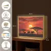 Savanne - Olifanten - Zonsondergang Light Box met batterij (Wandlamp) middel -USP_websiteoverzichtNL