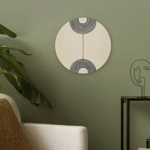 Geometrische bogen - Minimalistisch - Symmetrisch Akoestische PET Vilt - Rond klein -sfeer2