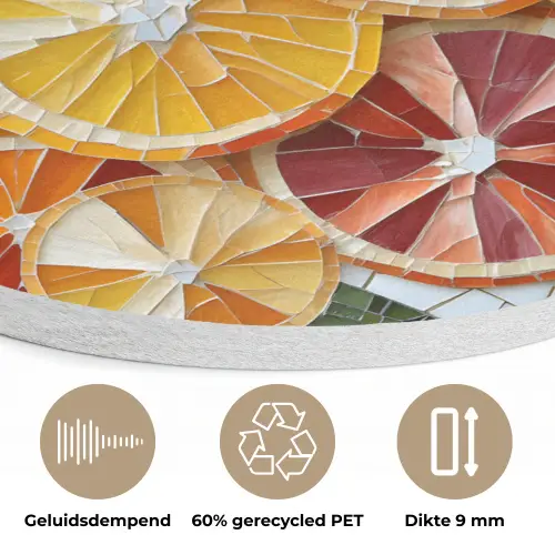 Schijfjes - Fruit - Oranje - Mozaïek Akoestische PET Vilt - Rond klein -closeup_NL