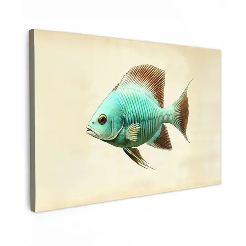 Schubben - Vis - Mint - Minimalistisch canvas 2cm klein -z3d