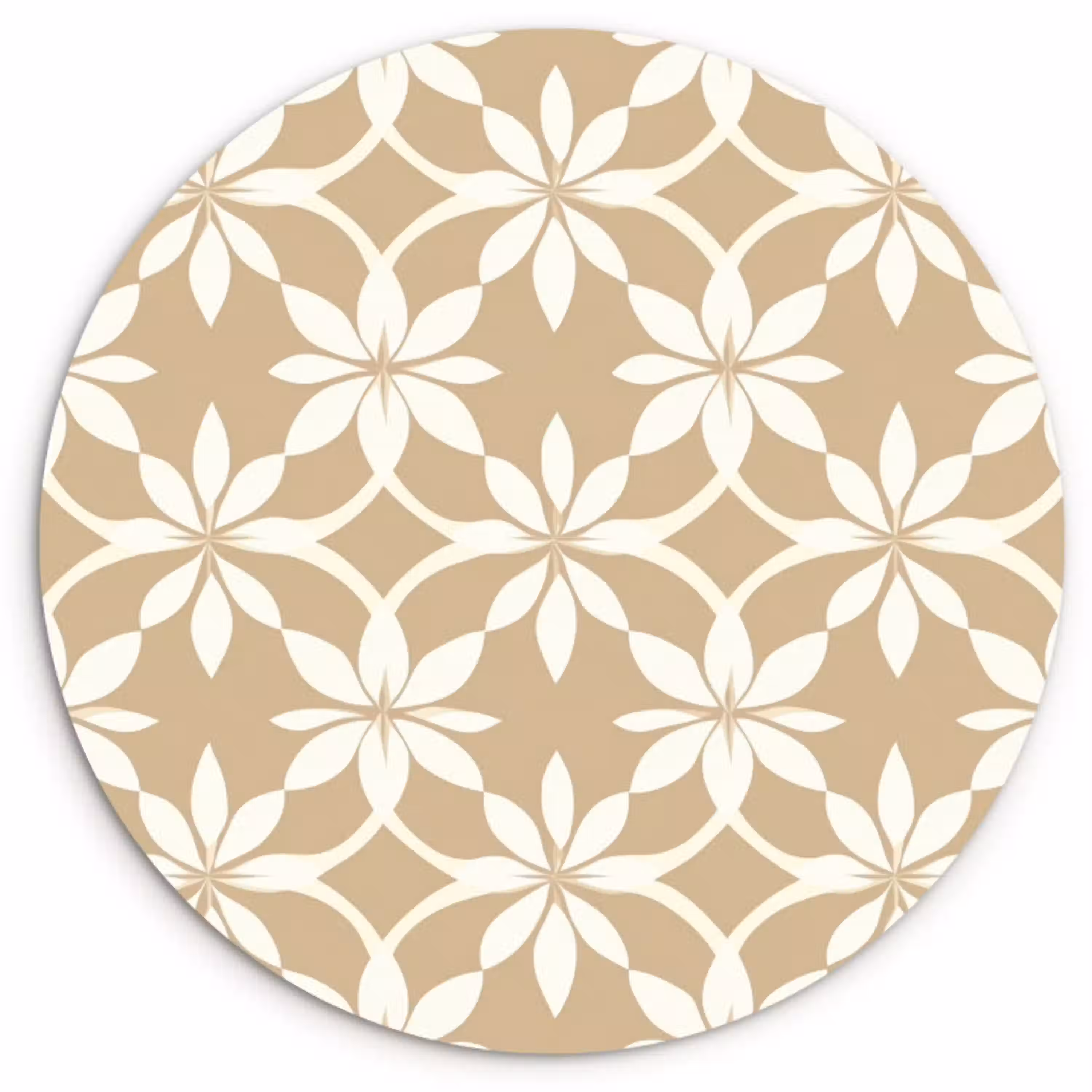 Bloemen - Patroon - Beige Wandcirkel kunststof plaat 5mm dik klein 188 -3d