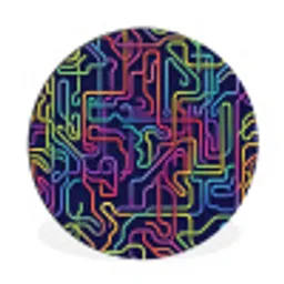 Retro - Abstract - Neon Wandcirkel aluminium klein -3d