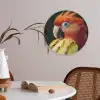 Close-up - Papegaai - Veren - Oranje Akoestische PET Vilt - Rond klein -sfeer3