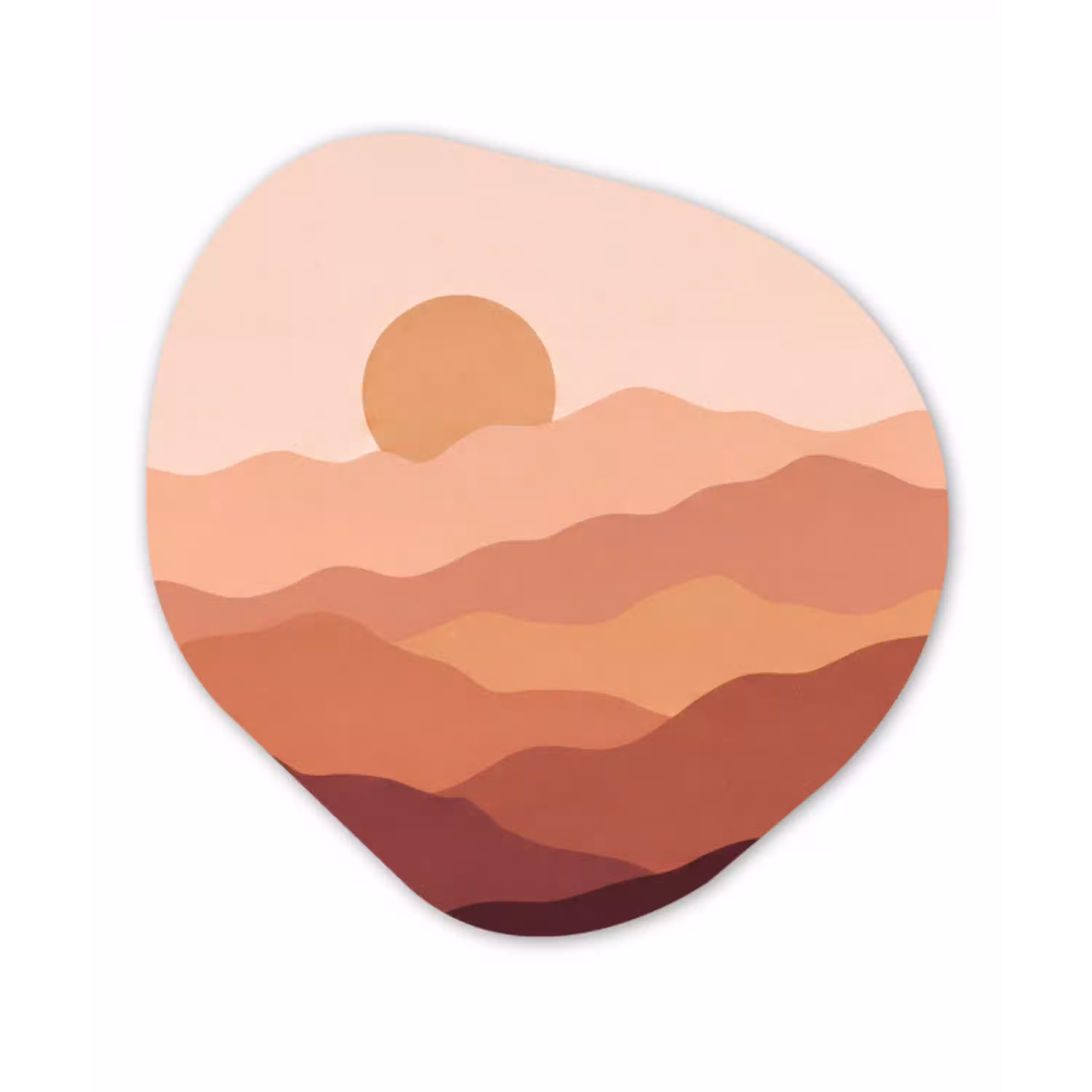 Natuur - Heuvels - Abstract - Modern - Oranje Wandcirkel Organisch Forex 3mm klein -3d