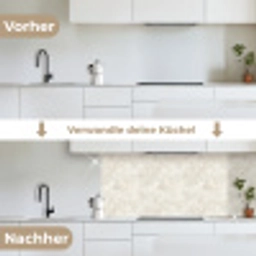 Crèmebeige - Marmer - Aders keuken achterwand 2 middel 871 -voor-na_DE