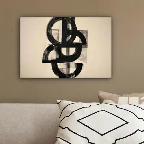 Cirkels - Lijnen - Vormen - Zwart canvas 2cm klein -sfeer3