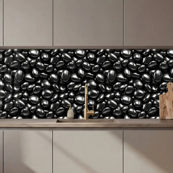 Zwarte - Glans - Stenen keuken achterwand 2 middel 871 zz_3dshopping