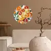Schijfjes - Fruit - Oranje - Mozaïek Wandcirkel behangsticker klein -sfeer1