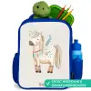 Bohemian paard in beige tinten Kinderrugzak - Blauw middel -inhoud_NL