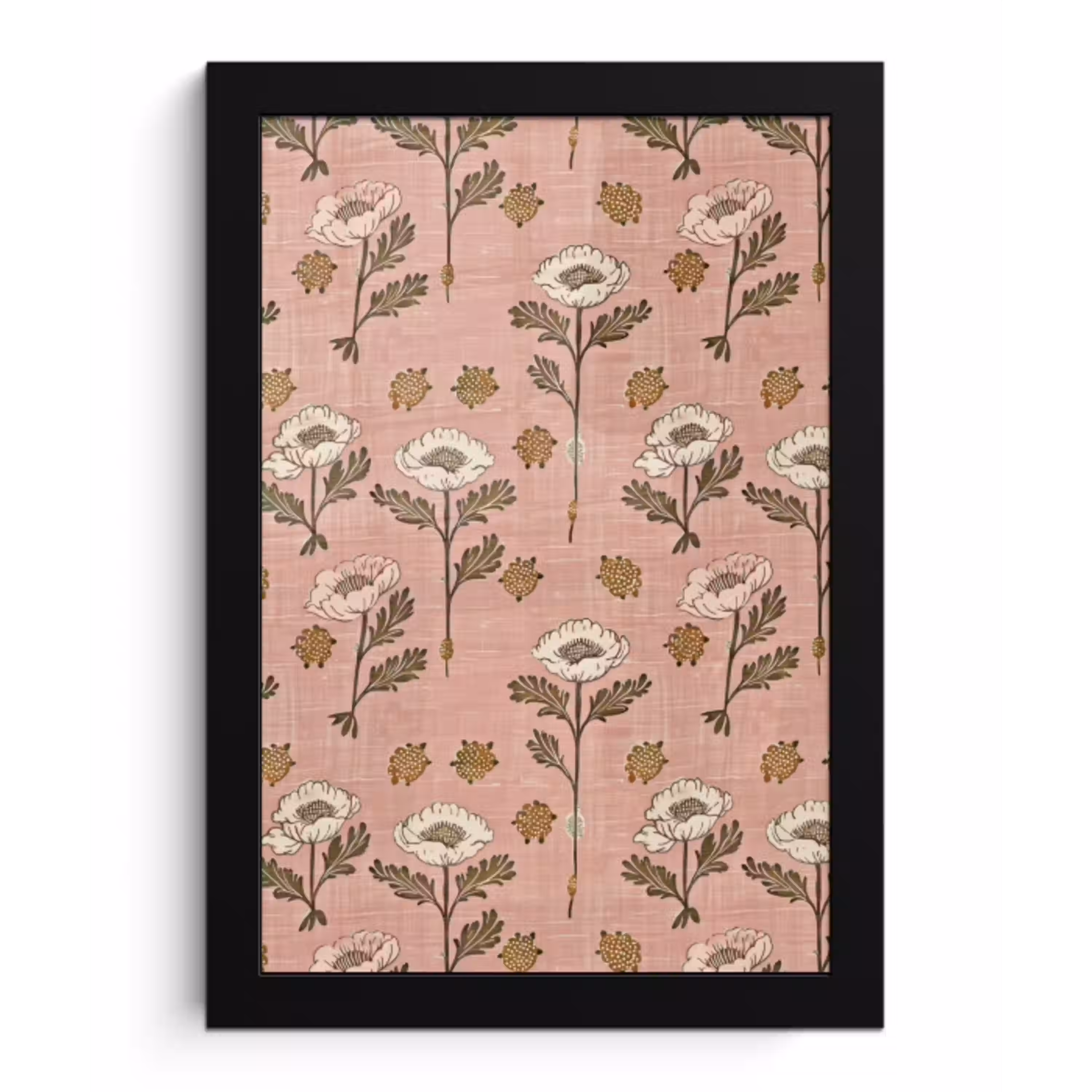 Roze - Bloemen - Vintage - Textuur fotolijst zwart zonder passe partout klein 224 -3d