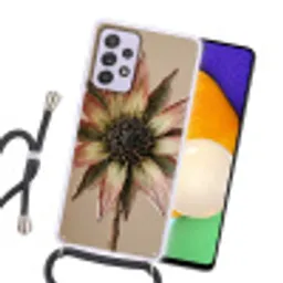 Droogbloem - Protea - Vintage - Beige - Rustiek Hoesje Samsung Galaxy A52 5G met koord klein -sfeer1