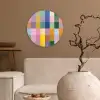 Blokken - Vierkant - Patroon - Gekleurd Wandcirkel kunststof plaat 5mm dik klein -sfeer1