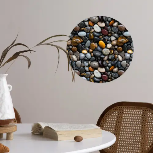 Geel - Kiezels - Glad Wandcirkel behangsticker klein 186 -sfeer3