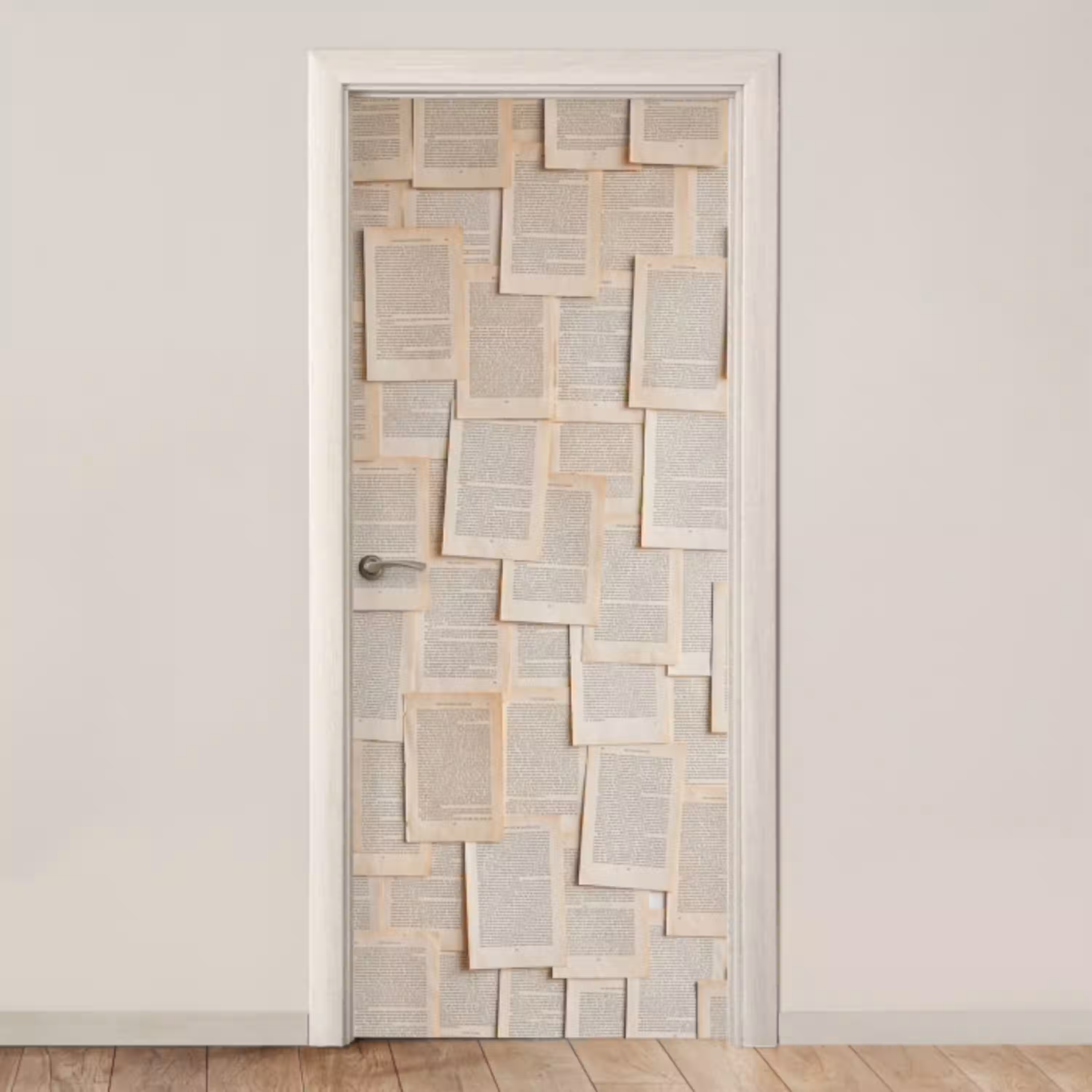 Boekpagina - Collage - Literatuur - Vintage - Beige deurposter klein -3d_beige