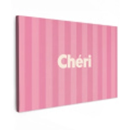 Gestreept - Roze - Chéri Tuinposter op houten frame 2 cm dik klein -3d