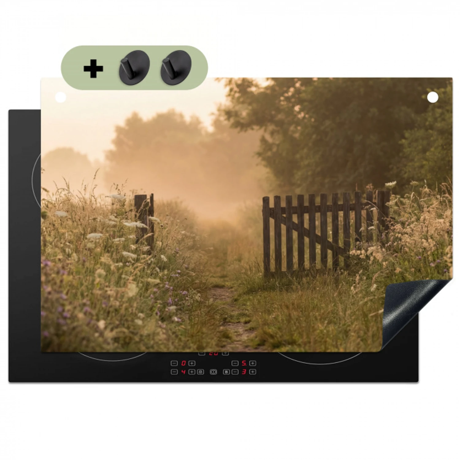Hek - Natuur - Mist - Veld Inductie beschemer met haakjes klein -3d