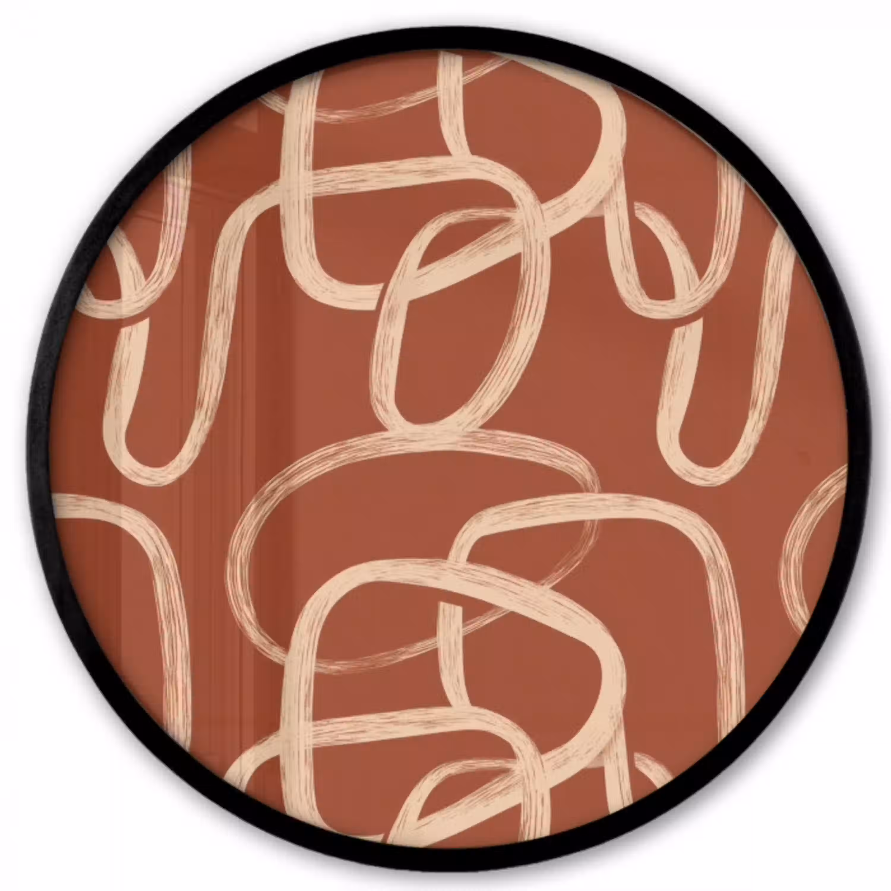 Lijnen - Abstract - Organisch - Terracotta - Crème Fotolijst rond zonder passe partout klein 856 -3d