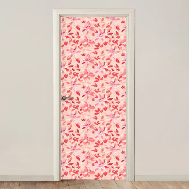 Deursticker met naam - Botanisch - Bloemen - Rood