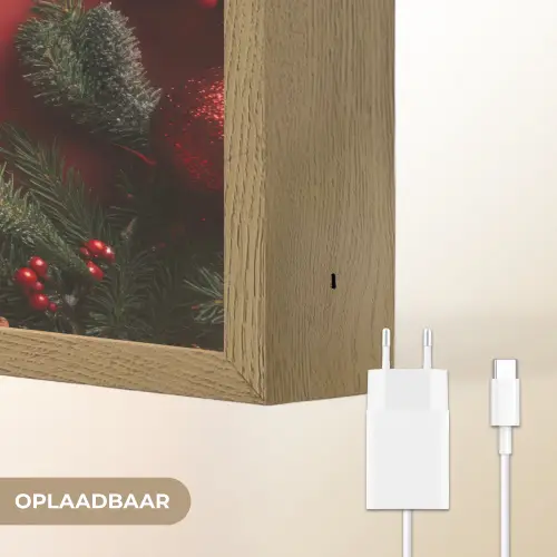 Kerst - Quote - Rood - Kerstballen Light Box met batterij (Wandlamp) middel -USP_websiteoplaadbaarNL