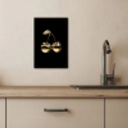 Kersen - Zwart - Goud - Chrome KitchenYeah - Keuken - Canvas klein -sfeer2