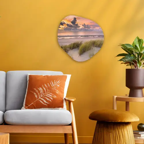 Zonsondergang - Duin - Strand - Planten - Zee Wandcirkel Organisch Forex 3mm klein -sfeer4