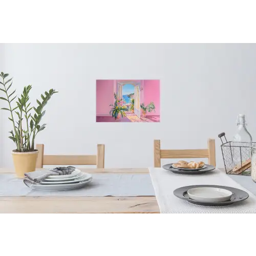 Roze - Buiten - Verf Muursticker klein -eettafel