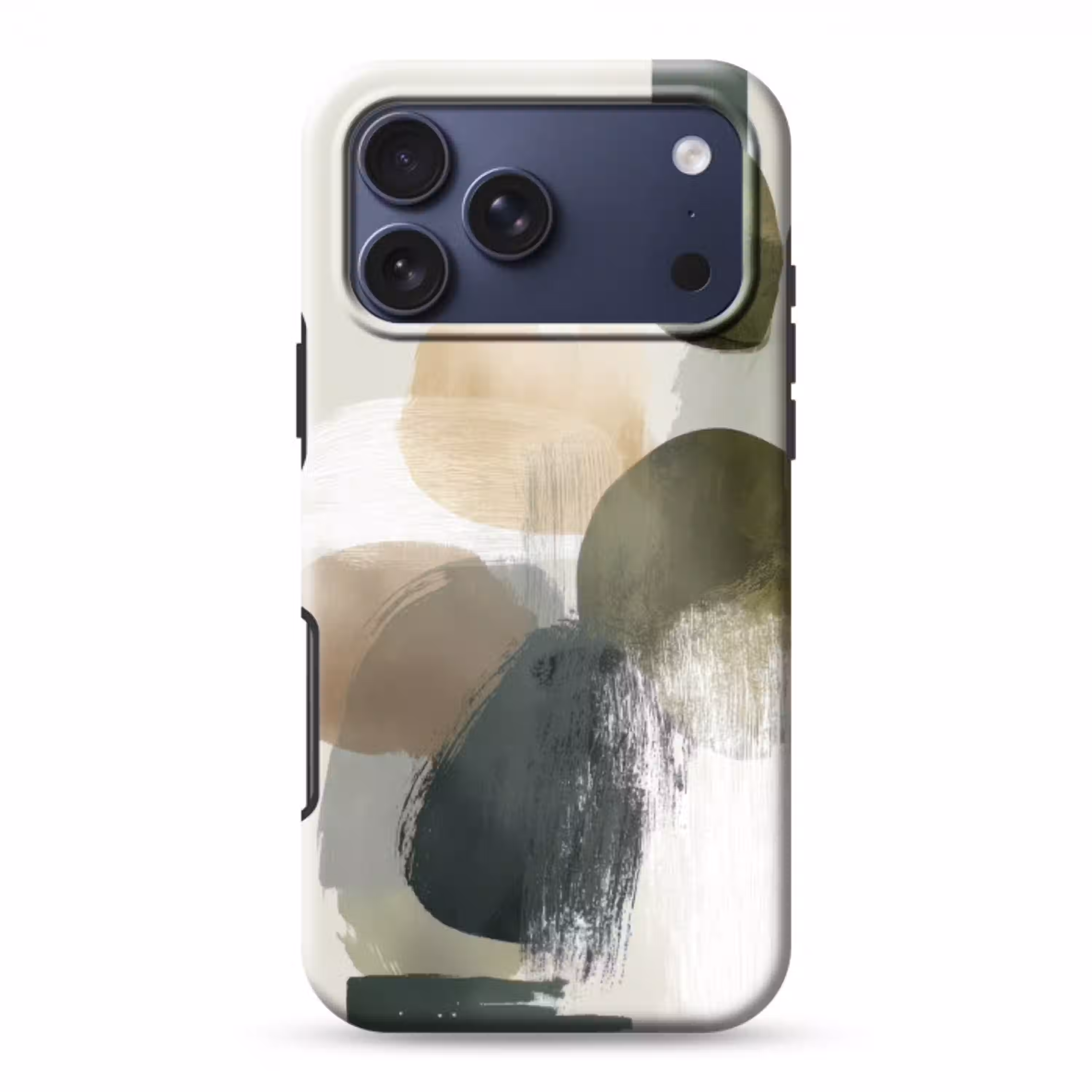 Minimalistisch - Cirkels - Penseelstreken - Beige Toughcase MagSafe Apple iPhone 17 Pro Max klein -3d