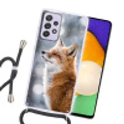 Vos - Sneeuwval - Portret - Winter - Sfeervol Hoesje Samsung Galaxy A52 5G met koord klein -sfeer1