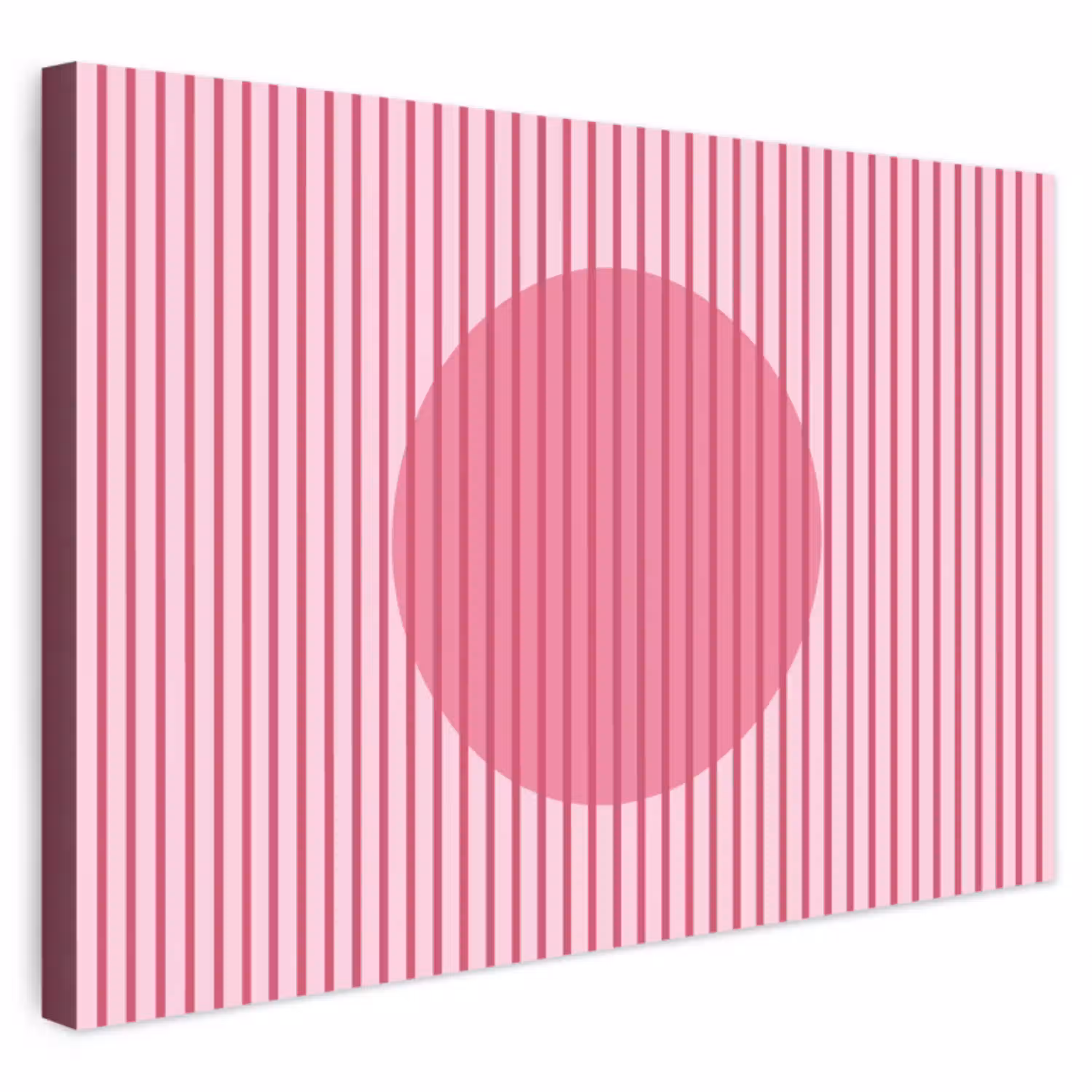 Abstract - Strepen - Ovaal - Roze - Modern Tuinposter op houten frame 2 cm dik klein -3d