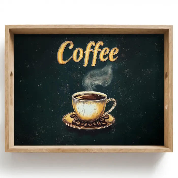 Koffie - Schotel - Koffiebonen - Retro Dienblad Rechthoek middel -z3d_shopping