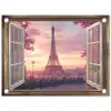 Doorkijk - Parijs - Eiffeltoren - Roze - Kersenbloesem tuinposter los doek klein -3d