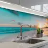 Zonsondergang - Strand - Zee - Zomer - Blauw keuken achterwand 2 middel -3d_schuin