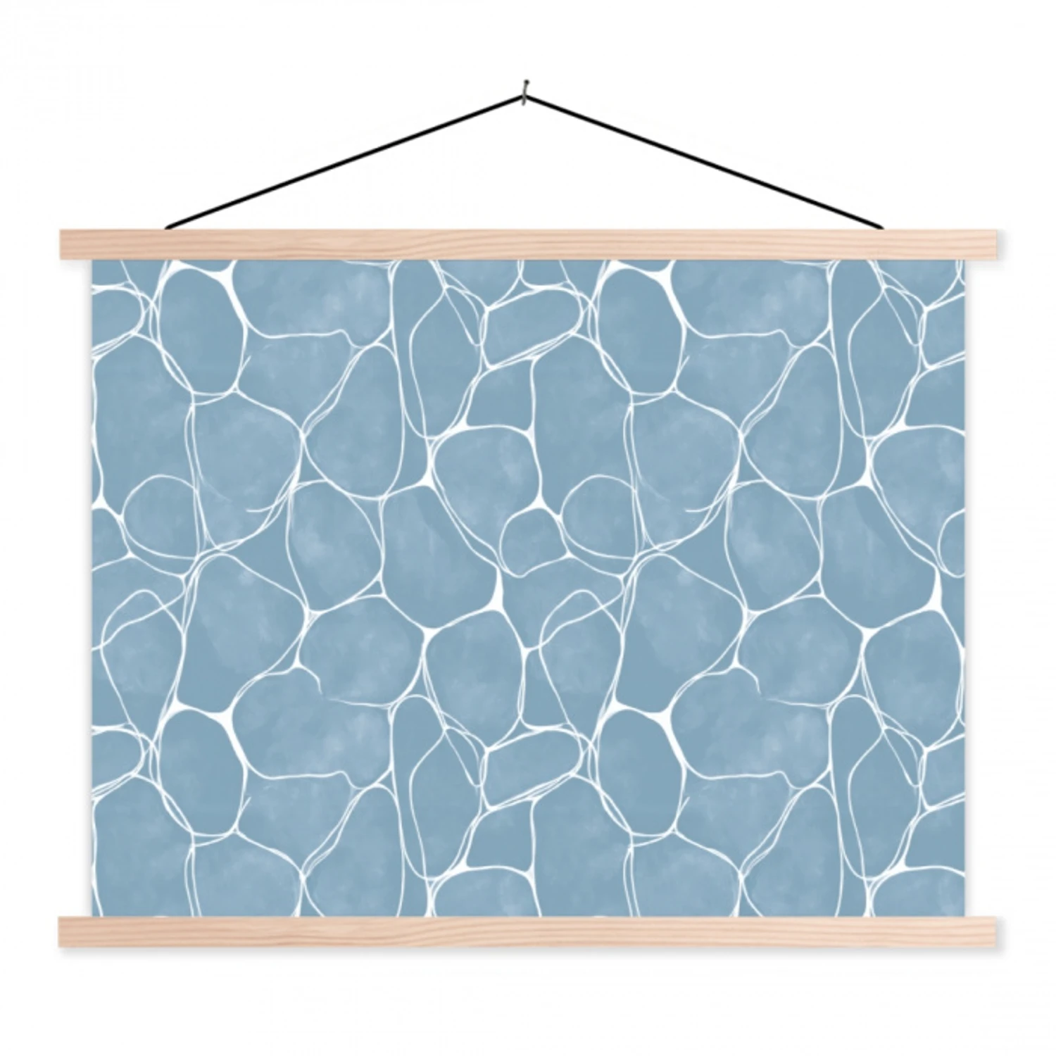 Organisch - Patroon - Blauw textielposter latten blank klein 122 -3d