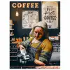 Melkmeisje - Barista - Koffie - Vintage - Kunst - Abstract - Schilderij - Oude meesters poster papier klein -3d