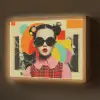 Meisje - Zonnebril - Kat - Retro Light Box met batterij (Wandlamp) middel -z3d_website