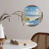 Doorkijk - Strand - Raam - Duinen - Zee Wandcirkel behangsticker klein -sfeer3