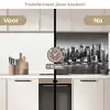 Skyline - Stad - Wolkenkrabbers - Zwart - Wit keuken achterwand 2 middel -voor-na2_NL