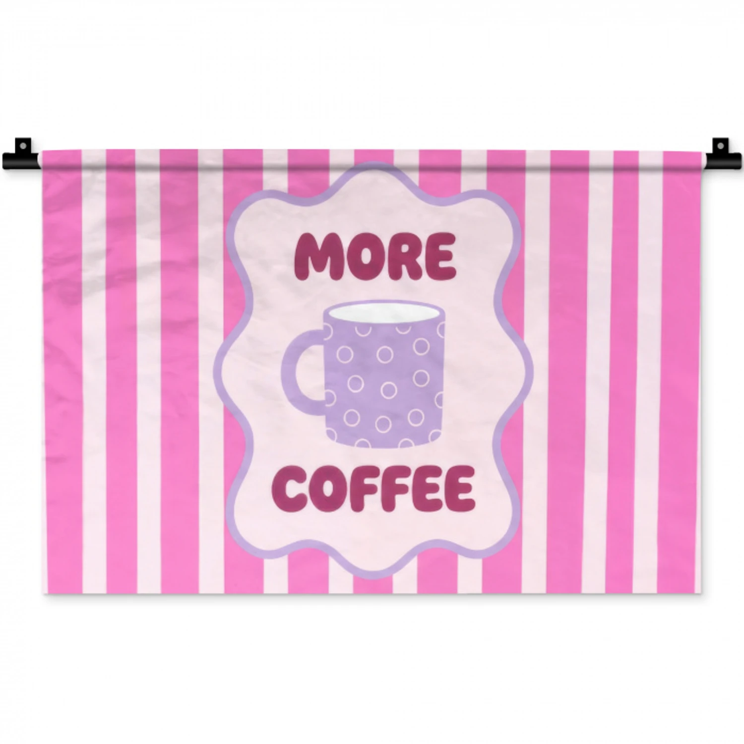 More coffee - Roze - Paars - Strepen - Mok Wandkleed katoen klein -zz3d