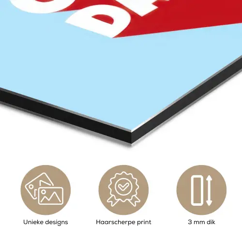 Today is a good day - Rood - lichtblauw aluminium wit klein -closeup_NL