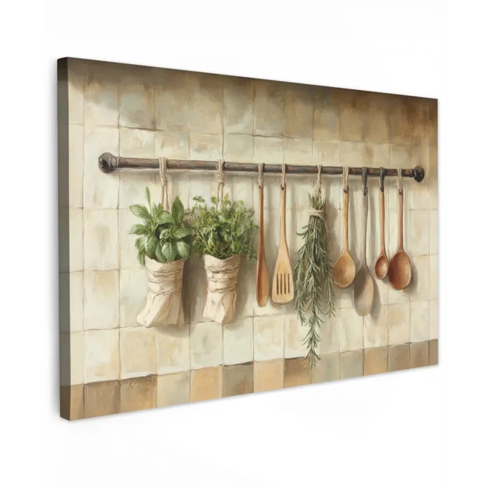 Hout - Keukengerei - Stilleven - Tegels canvas 2cm klein -z3d