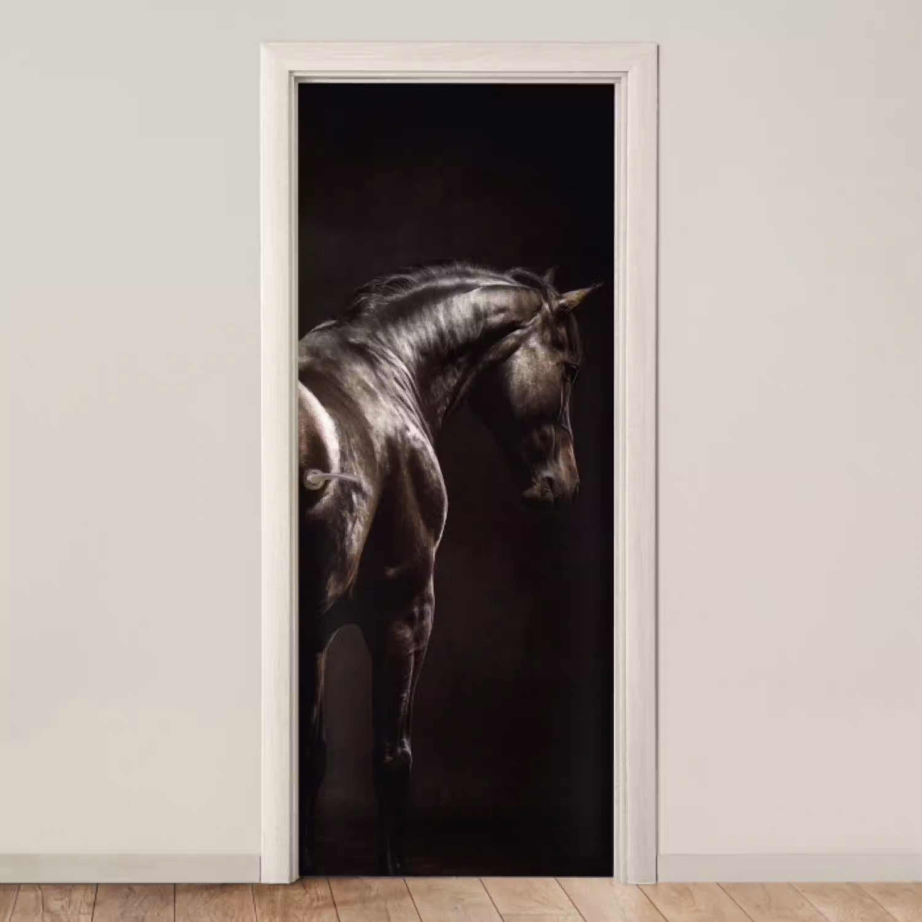 Krachtig - Paard - Donker deurposter klein -3d_beige