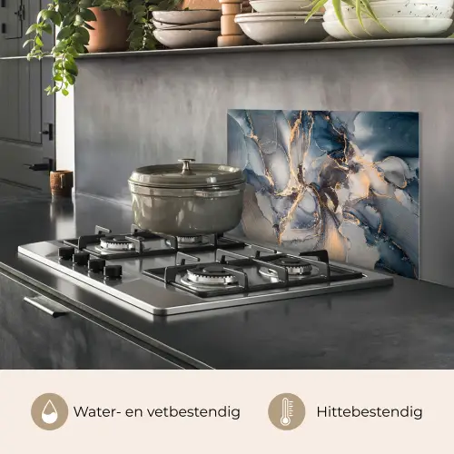 Marmer - Grijs - Blauw - Luxe - Goud keuken achterwand spatscherm klein -usp_NL