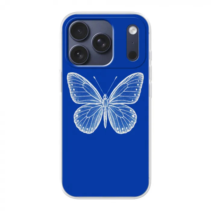 Vlinder - Wit - Getekend - Stippen Telefoonhoesje iPhone 17 Pro klein -3d